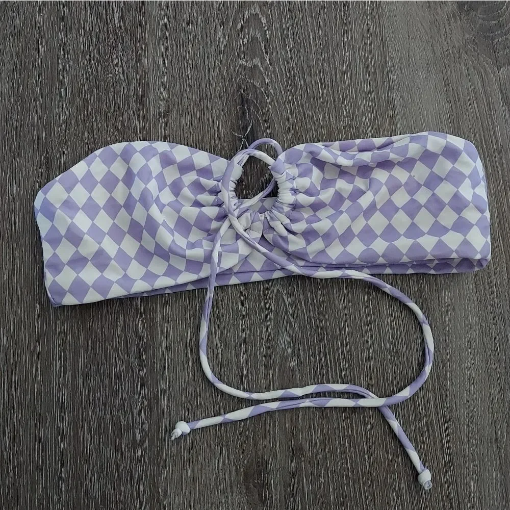Princess Polly Bikini Top White & Purple Size 4